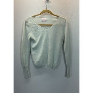 BRODIE Blue boxy fit Womens Long Sleeve V-Neck 100% Cashmere Knit SMALL